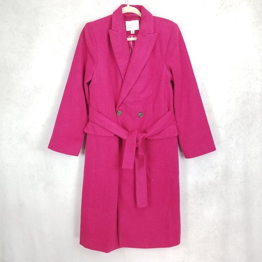 NWT A New Day Belted Coat Peacoat Button front Pink Women XS